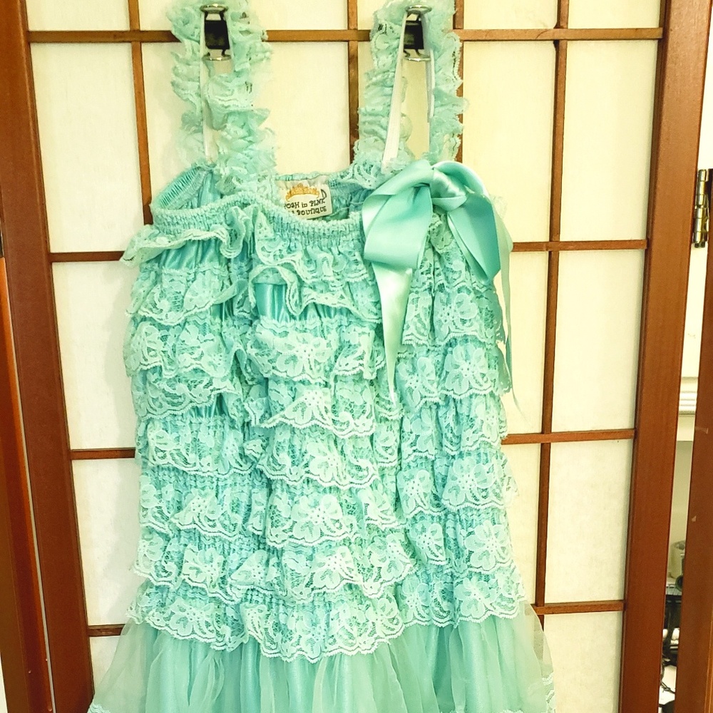 Posh and Pink girls Mint Green Lacy Dress